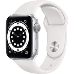 Apple Watch (Series 6) September 2020 - Cellular - 44 mm - Stainless steel Silver - Sport Band White