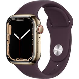 Apple Watch (Series 7) October 2020 - Cellular - 41 - Stainless steel Gold - Sport band Beige