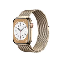 Apple Watch (Series 8) September 2022 - Cellular - 45 - Stainless steel Gold - Milanese loop Gold