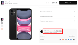 Screen shot of Back Market Product Seller