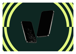 Two phones side by side. One is used and broken. One is refurbished and looks like new.