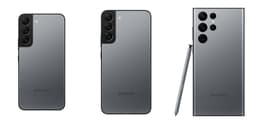 Galaxy S22 models in graphite gray