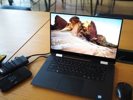 Dell laptop left open on table