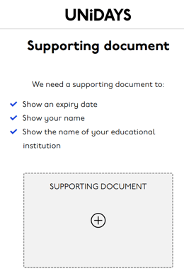 Unidays portal alternative ID document for student verification