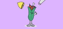 An illustration of a charming lettuce wrap blowing kisses