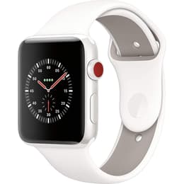 Apple Watch (Series 3) September 2016 - Cellular - 42 mm - Ceramic Ceramic White - Sport Band White Sport
