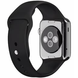 Apple Watch (Series 3) - Cellular - 38 mm - Stainless steel Silver - Sport Band Black