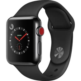 Apple Watch (Series 3) - Cellular - 42 mm - Stainless steel Space Black - Sport Band Black
