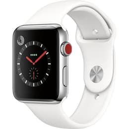 Apple Watch (Series 3) September 2017 - Cellular - 42 mm - Aluminium Stainless Steel - Sport Band White