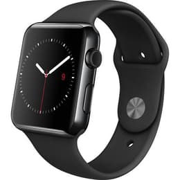 Apple Watch (Series 1) April 2015 - Wifi Only - 42 mm - Stainless steel Space Black - Sport Band Black