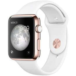 Apple Watch (Series 3) September 2017 - Cellular - 42 mm - Aluminium Rose Gold - Sport Band White