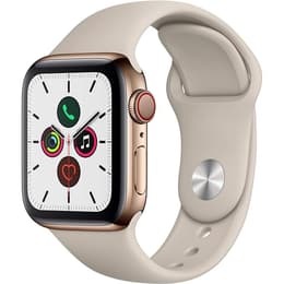 Apple Watch (Series 5) - Cellular - 44 mm - Stainless steel Gold - Sport band Beige