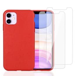 Case iPhone 11 and 2 protective screens - Compostable - Red