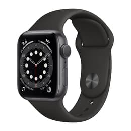 Apple Watch (Series 6) September 2020 - Cellular - 44 mm - Stainless steel Black - Sport band Black