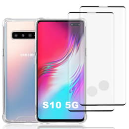 Case Samsung Galaxy S10 5G and 2 protective screens - Recycled plastic - Transparent