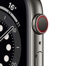 Apple Watch (Series 6) September 2020 - Cellular - 44 mm - Stainless steel Graphite - Sport band Black