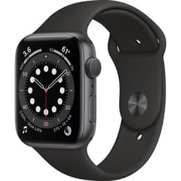 Apple Watch (Series 6) September 2020 - Wifi Only - 44 mm - Aluminium Silver - Sport band Black