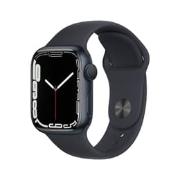 Apple Watch (Series 7) October 2021 - Cellular - 45 mm - Stainless steel Gold - Sport band Black