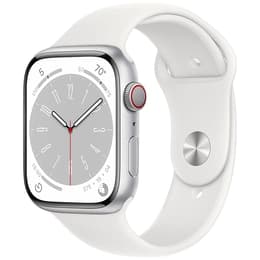 Apple Watch (Series 8) September 2022 - Cellular - 41 mm - Aluminium Silver - Sport band White