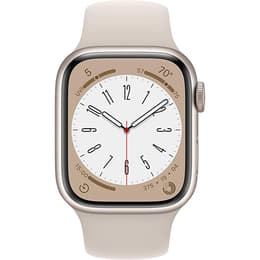 Apple Watch (Series 8) September 2022 - Wifi Only - 41 mm - Aluminium Silver - Sport band White