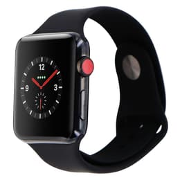 Apple Watch (Series 3) 2017 - Wifi Only - 42 mm - Stainless steel Space black - Sport band Black
