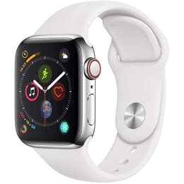 Apple Watch (Series 4) September 2018 - Cellular - 40 mm - Stainless steel Silver - Sport band White