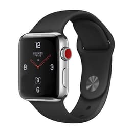 Apple Watch (Series 3) September 2017 - Cellular - 38 mm - Stainless steel Silver - Sport band Black