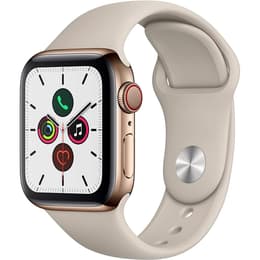 Apple Watch (Series 5) 40 mm - Stainless steel Gold - Sport band White