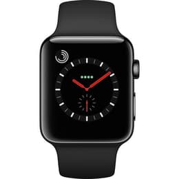 Apple Watch (Series 3) September 2017 - Cellular - 42 mm - Stainless steel Black - Sport band Black