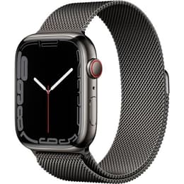Apple Watch (Series 7) September 2021 - Cellular - 45 mm - Stainless steel Gray - Milanese loop Gray