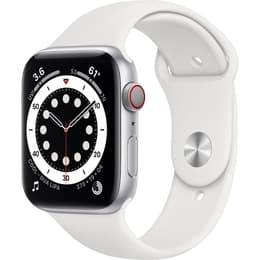 Apple Watch (Series 6) September 2020 - Cellular - 44 mm - Aluminium Silver - White Sport Band White