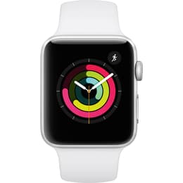 Apple Watch (Series 3) September 2017 - Cellular - 42 mm - Aluminium Silver - Sport Band White