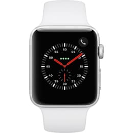 Apple Watch (Series 3) September 2017 - Cellular - 42 mm - Aluminium Silver - Sport Band White