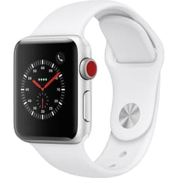 Apple Watch (Series 3) September 2017 - Cellular - 38 mm - Aluminium Silver - Sport Band White