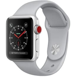Apple Watch (Series 3) September 2017 - Cellular - 38 mm - Aluminium Silver - Fog Sport Band Gray