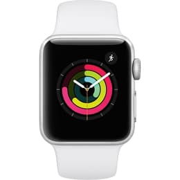 Apple Watch (Series 3) September 2017 - Wifi Only - 38 mm - Aluminium Silver - Sport band White Sport Band