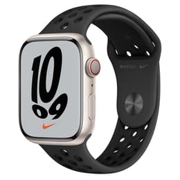 Apple Watch (Series 7) October 2021 - Cellular - 45 mm - Aluminium Silver - Nike Sport band Black