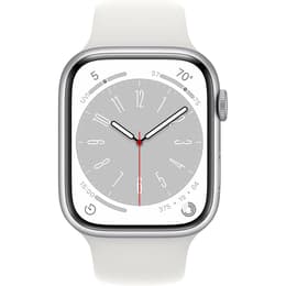 Apple Watch (Series 8) September 2022 - Wifi Only - 41 mm - Aluminium Silver - Sport band White
