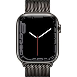 Apple Watch (Series 7) September 2021 - Cellular - 45 mm - Stainless steel Gray - Milanese loop Gray