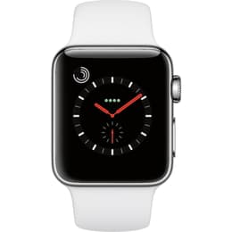 Apple Watch (Series 3) - Wifi Only - 38 mm - Stainless steel Silver - Sport band White