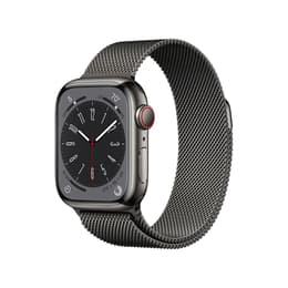 Apple Watch (Series 8) September 2022 - Cellular - 41 mm - Stainless steel Gray - Milanese loop Gray