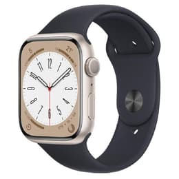 Apple Watch (Series 8) September 2022 - Wifi Only - 45 mm - Aluminium Starlight - Sport band Black
