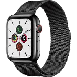 Apple Watch (Series 5) September 2019 - Cellular - 44 mm - Stainless steel Space Black - Milanese Loop Black