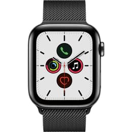 Apple Watch (Series 5) September 2019 - Cellular - 44 mm - Stainless steel Space Black - Milanese Loop Black