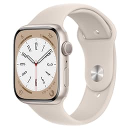 Apple Watch (Series 8) September 2022 - Wifi Only - 45 mm - Aluminium Starlight - Sport band Starlight