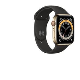 Apple Watch (Series 6) September 2020 - Cellular - 40 mm - Stainless steel Gold - Sport band Black