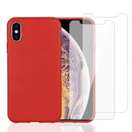 iPhone X/XS case and 2 protective screens - Compostable - Red