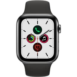 Apple Watch (Series 5) September 2019 - Cellular - 44 mm - Stainless steel Space Black - Sport Loop Black