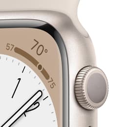Apple Watch (Series 8) September 2022 - Wifi Only - 45 - Aluminium Starlight - Sport band Starlight