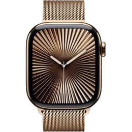 Apple Watch Series 10 (2024) GPS + Cellular 42 mm - Titanium Gold - Milanese loop Gold